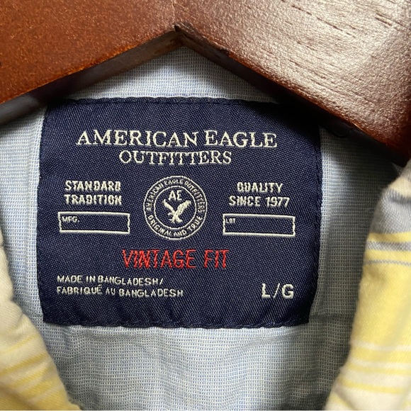 American Eagle Plaid Pearl Snap Button Down Yellow - Picture 9 of 15